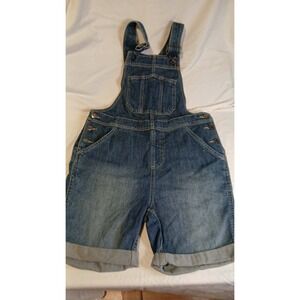 Blue Mountain Womens XS Blue Denim Jean Short Overalls Bib Shorts Medium Wash